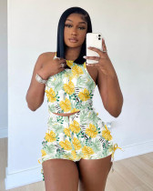 Print Sleeveless Pleated Two Piece Short Set ME-8154