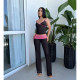 V Neck Halter Bandage Pleated Pants Two Piece Set ASL-6711