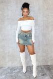 Denim Double Waistline Skirt OD-8680