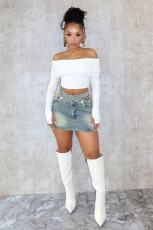 Denim Double Waistline Skirt OD-8680