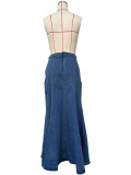 Fashion Denim Solid Half Body Skirt OD-8681
