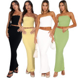 Bubble Wrinkle Wrap Split Skirt Two Piece Set ASL-6710