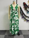 Sleeveless Print Big Swing Maxi Dress NY-10775