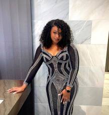 Long Sleeve Hot Drill Micro Flare Maxi Dress NY-3168