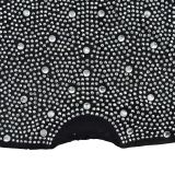 Solid Mesh Hot Drill See Through Romper BY-6902