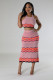 Sexy Knits Halter Vest And Sport Two Piece Skirt Set OSM-4459