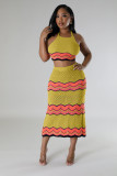 Sexy Knits Halter Vest And Sport Two Piece Skirt Set OSM-4459