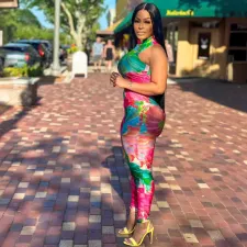 Sleeveless Print Tight Jumpsuit NY-10778