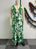Sleeveless Print Big Swing Maxi Dress NY-10775