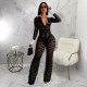 Lace Contrast Color Patchwork Jumpsuit YF-10714
