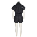 Short Sleeve Single-breasted Denim Romper ZSD-0678