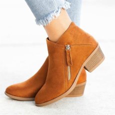 Side Zipper Mid Heel Martin Short Boots GYUX-387