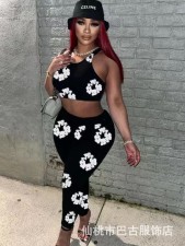 Floral Print Fashion Tank Top Pants Set GBGF-5019