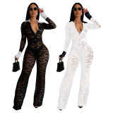 Lace Contrast Color Patchwork Jumpsuit YF-10714