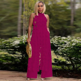 Sexy Backless Lace Up Long Top Two Piece Pants Set YF-10722