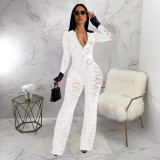 Lace Contrast Color Patchwork Jumpsuit YF-10714
