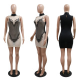 Sleeveless See Through Sequin Midi Dress CYA-901129