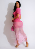 Sexy Knits Short Sleeve Tassel Beach Dress ZSD-Z0319