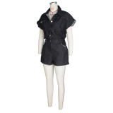 Short Sleeve Single-breasted Denim Romper ZSD-0678