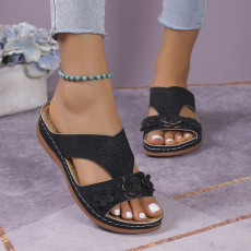 Flower Slope Heel Beach Sandals GYUX-401