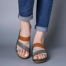 Roman Hollow Out Multicolor Slope Heel Sandals GYUX-999