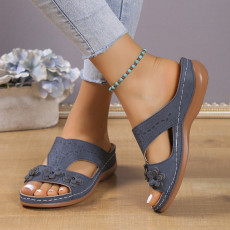 Flower Slope Heel Beach Sandals GYUX-401