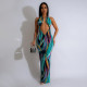 Sexy Backless Halter Print Maxi Dress CYA-901187