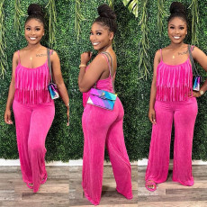 Solid Color Sling Tassel Jumpsuit CYA-901172
