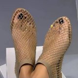 Round Toe Mesh Rhinestone Short Sandals GYUX-12312