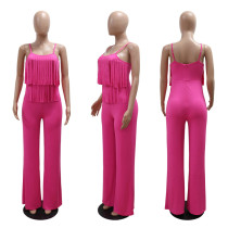 Solid Color Sling Tassel Jumpsuit CYA-901172
