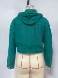 Drawstring Hooded Loose Fit Denim Jacket GZHY-PD08566