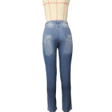Casual High Waist Holes Pencil Jeans GZHY-733