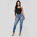 Casual High Waist Holes Pencil Jeans GZHY-733