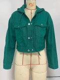 Drawstring Hooded Loose Fit Denim Jacket GZHY-PD08566
