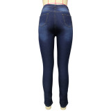Casual High Waist Holes Pencil Jeans GZHY-733