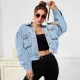 Solid Color Lapel Denim Coat GZHY-ZT60421