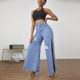Fashion Holes Loose Split Jeans GZHY-ZT60041