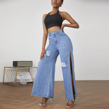 Fashion Holes Loose Split Jeans GZHY-ZT60041