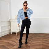 Solid Color Lapel Denim Coat GZHY-ZT60421