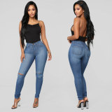 Casual High Waist Holes Pencil Jeans GZHY-733