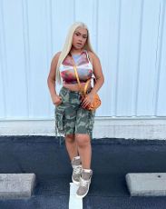Camouflage Print Loose 5-point Pants OD-8665