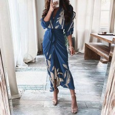 Fashion Print Tie Up Shirt Dress OD-8690