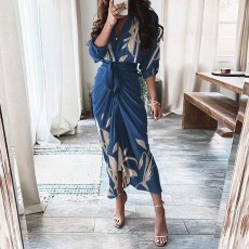 Fashion Print Tie Up Shirt Dress OD-8690