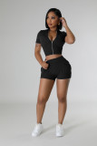 Fashion Two-way Zipper Casual Two Piece Short Set  NYF-8172