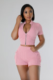 Fashion Two-way Zipper Casual Two Piece Short Set  NYF-8172