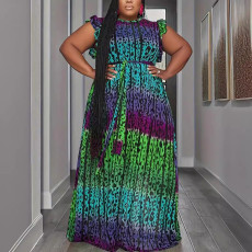 Plus Size Gradient Print Sleeveless Maxi Dress QYXZ-9176