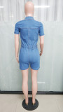 Short Sleeve Single Breasted Denim Romper LX-6982