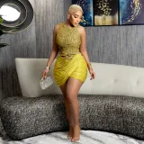 Sexy Sleeveless O Neck Irregular Sequin Mini Dress CYA-901212