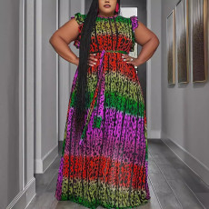 Plus Size Gradient Print Sleeveless Maxi Dress QYXZ-9176