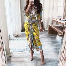 Fashion Print Tie Up Shirt Dress OD-8690